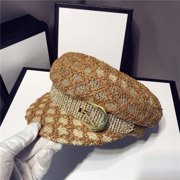 

fashion lace cotton hat cap women casual streetwear rope flat cap elegant pearl bright diamond warm beret hat female, Blue;gray