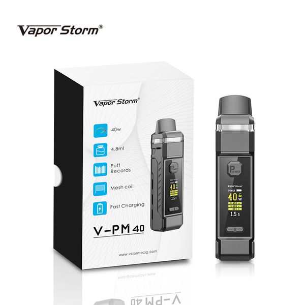 

Newest Vapor Storm V-PM 40 40W Pod Mod ecig with Mesh Coils 4.8ml vape cartridges E Cigarette vape pod vaporizer