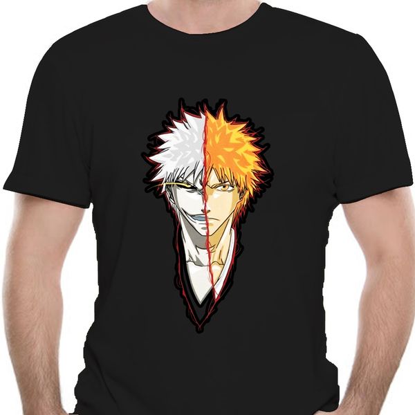 

полым side bleach куросаки ичиго тенниску смешной мужской популярные лето вокруг шеи camiseta для человек 8500a