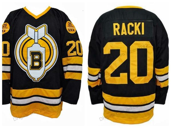 

custom youngblood #20 thunder bay carl racki hockey jerseys movie all stitched name and number size 2xs-3xl, Black;red