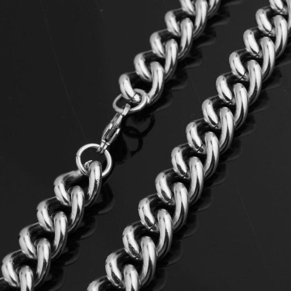 

chains 15mm wide polishing curb cuban chain necklace biker men's stainless steel bracelet or choker neck jewelry 7-40", Silver
