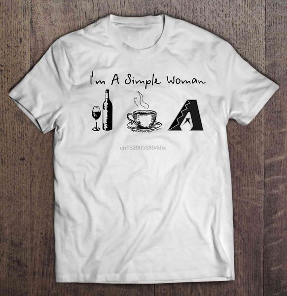

men funny t shirt fashion tshirt i'm a simple woman i like wine coffee and diamondbacks women t-shirt