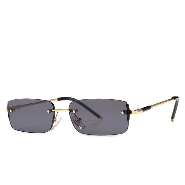 

2020 design fashion small square sunglasses men women vintage metal rimless glasses for female uv400 gafas de sol, White;black