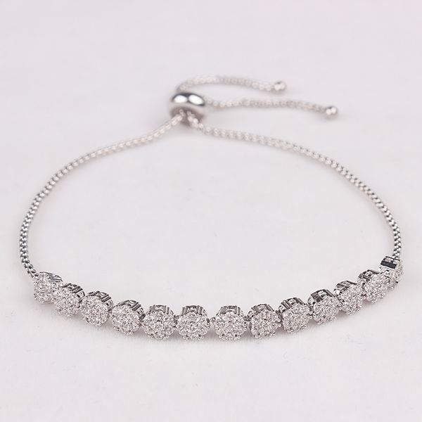 

cake shape cubic zirconia crystal adjustable cz zircon bracelets for women in rose gold color or silver colors plated, Black