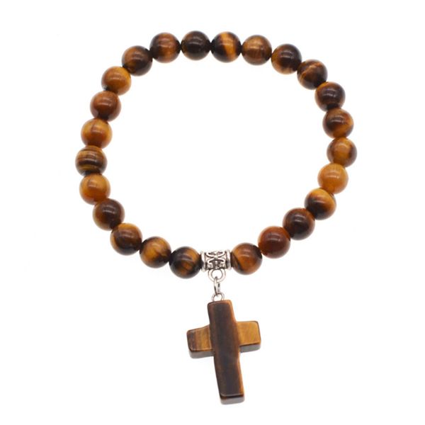 

10 шт ручной weave cross connect тигровый глаз камень бисер эластичный браслет розовый кварц религиозное jewelr, Black