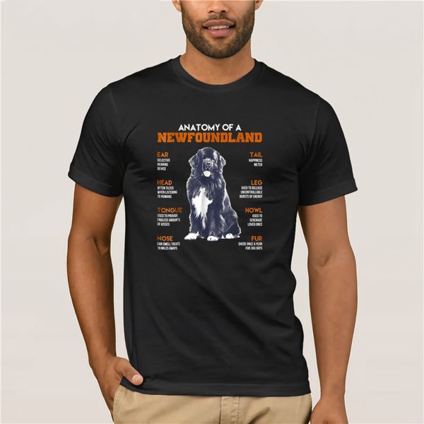 

men's white short sleeve t-shirt new men anatomy of a newfoundland dogs funny gift trendy creative graphic t-shirt top