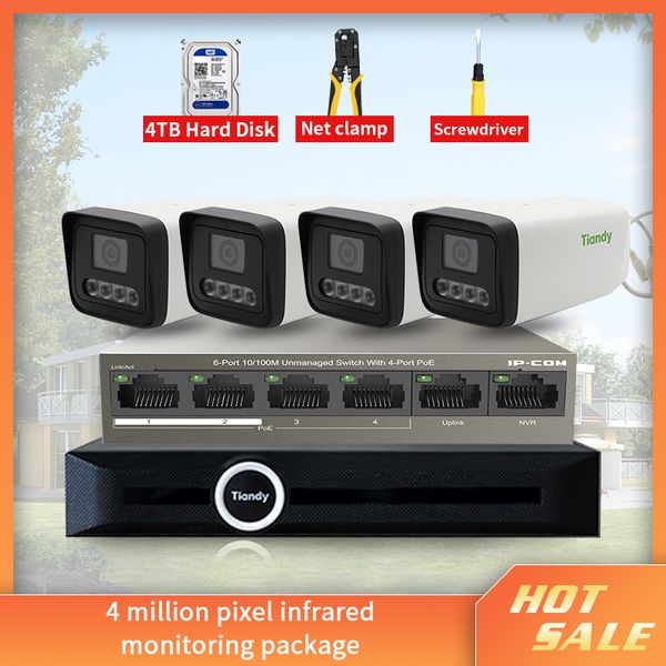 

systems glvision 4ch h.265 4mp poe nvr kit outdoor security system 1440p 2 way audio feedback ip camera surveillance set, remote control