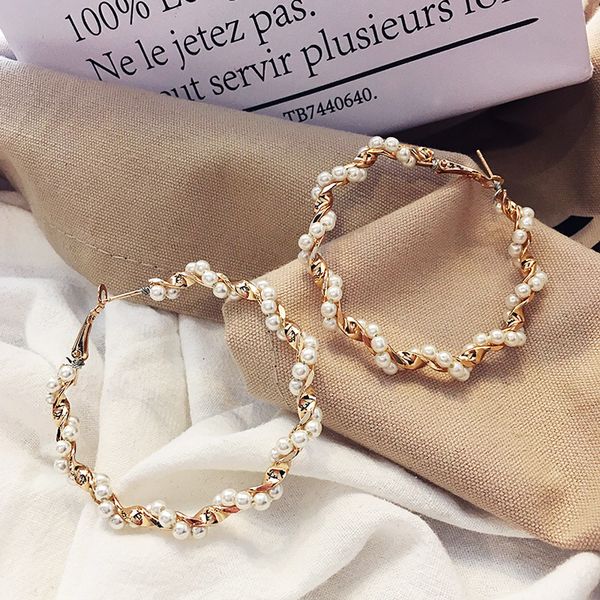 

2020 korea fashion jewelry elegant round pearl earrings elegant big earrings female, Golden;silver