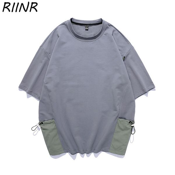 

riinr 2020 new men's t-shirt summer cotton loose five-point sleeves round neck t-shirt m-3xl