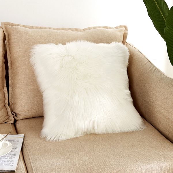 

pillow case throw faux wool fur cushions cover sofa car home decoration