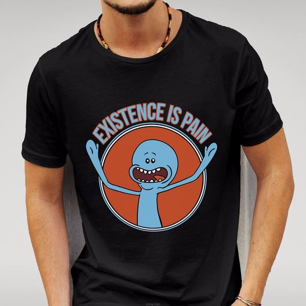 

ri and morty mr meeseeks existence is pain bla tshirt mens womens harajuku t shirt fashion classic