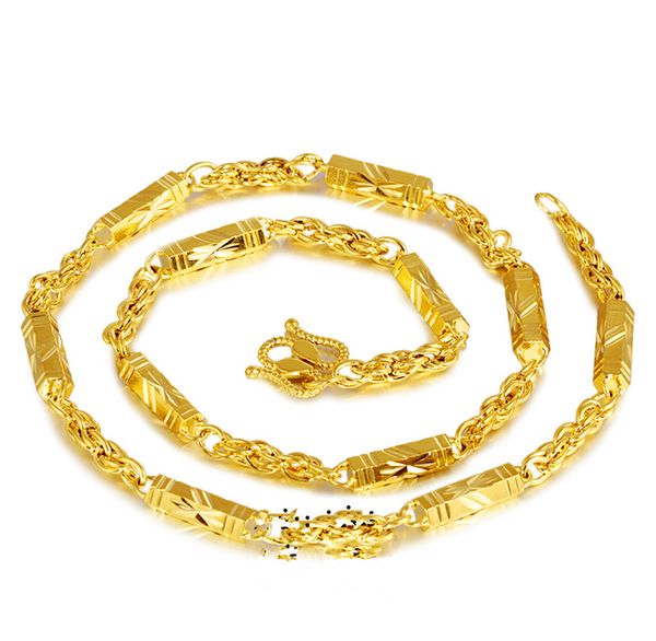 

7mm sand gold slub hemp rope gold-plated necklace mens hexagonal twist chain gold-plated copper jewelry, Silver