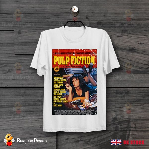 

pulp fiction movie retro cool vintage poster men 2020 summer round neck men's t shirt fashion custom t shirts