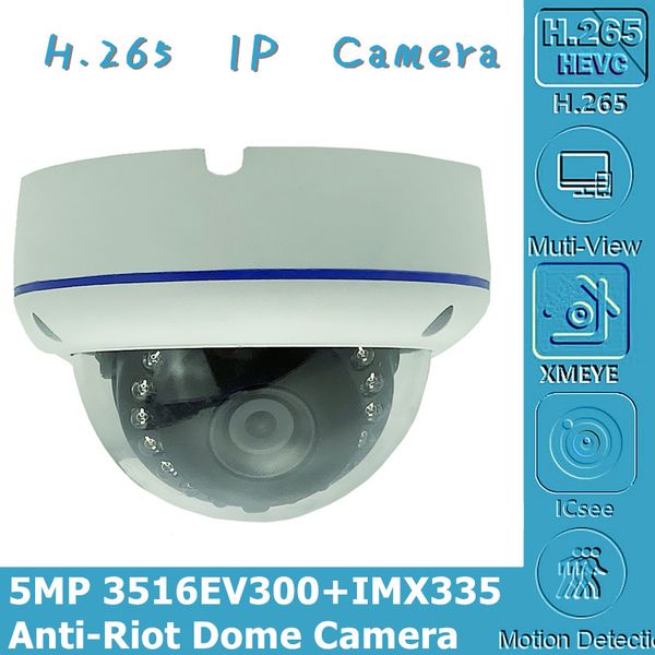 

5mp 2592*1944 ip ceiling metal anti-riot dome camera 3516ev300+sony imx335 h.265 irc cms xmeye p2p motion detection rtsp