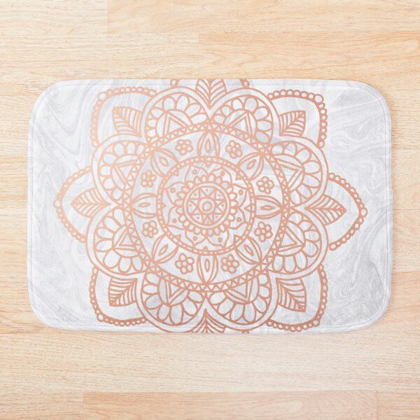 

rose gold mandala on white marble bath mat 3d pattern print bath mats anti slip soft washable bathroom mat