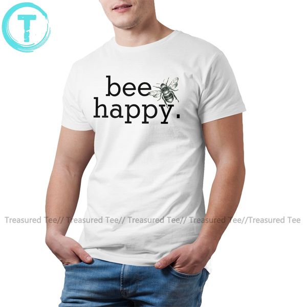 

bee тенниска bee happy пчеловод t-shirt man graphic tee shirt негабаритные хлопок короткие рукава fun повседневный tshirt