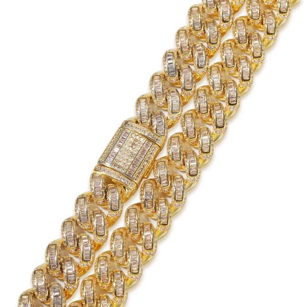 

chokers hip hop necklace micro square cubic zirconia copper set with gold plating iced out chains, Golden;silver