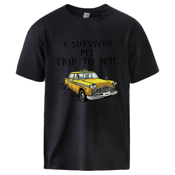 

i survived my trip to nyc letter print tshirts summer cotton man causal loose sportswear 2020 man short sleeve workout top