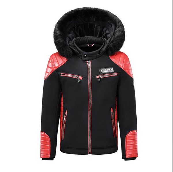 

mens designer hooded biker jacket winter long sleeve stand collar panelled coat fashion casual male clothing, Black;brown