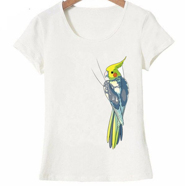 

new knitted slogan women t shirt humor basic solid pied cockatiel original t shirt crew neck bird tee tee for girls