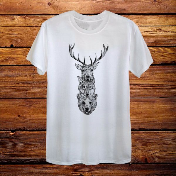 

deer wolf bear animal new design t-shirt men women fitted 100% cotton casual tee shirt