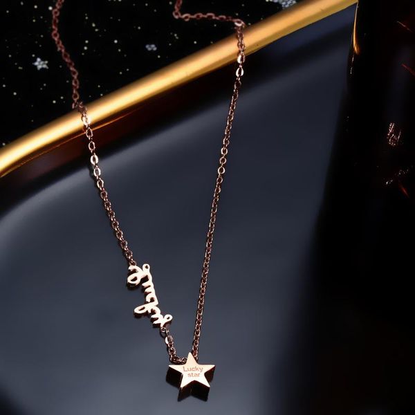 

pendant necklaces lucy alphabet colorfast titanium steel rose gold necklace female hypoallergenic simple tide, Silver