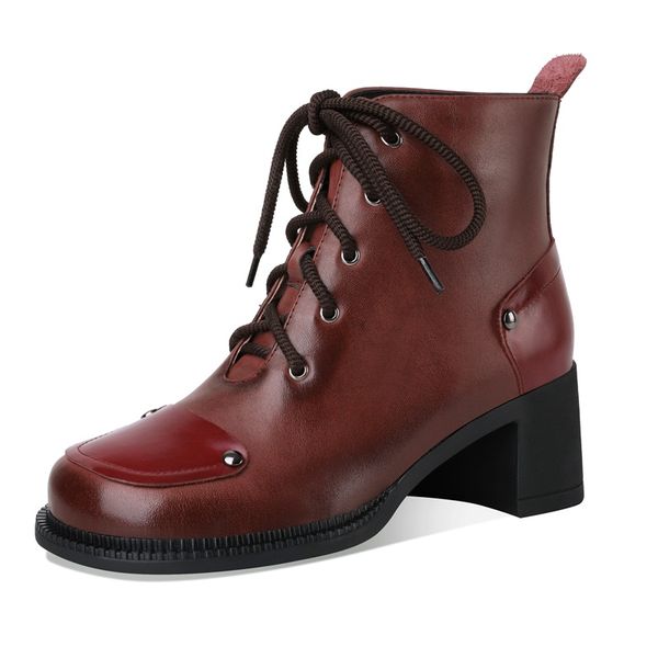 

new natural genuine leather women ankle boots autumn winter shoes fashion girls ankle boots knight comfortable breathable, Black