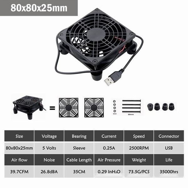 

fans & cooling gdstime 5v usb power tv box wireless router fan 80 90 120mm 140mm silent computer cooler w/screws and