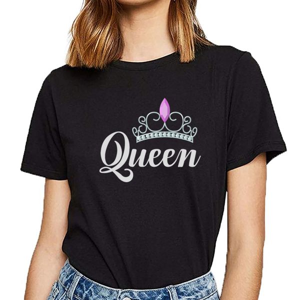 

t shirt women king and queen comic inscriptions cotton female tshirt