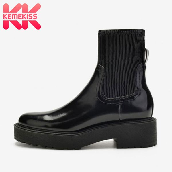 

boots kemekiss 2021 women short thick bottom warm winter shoes woman fashion platform ankle boot casual footwear size 35-40, Black