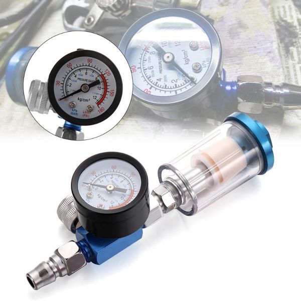 

1/4 "thread air gauge regulator spray gun mini airbrush pressure regulator clear in-line tool water trap filter paint accessory