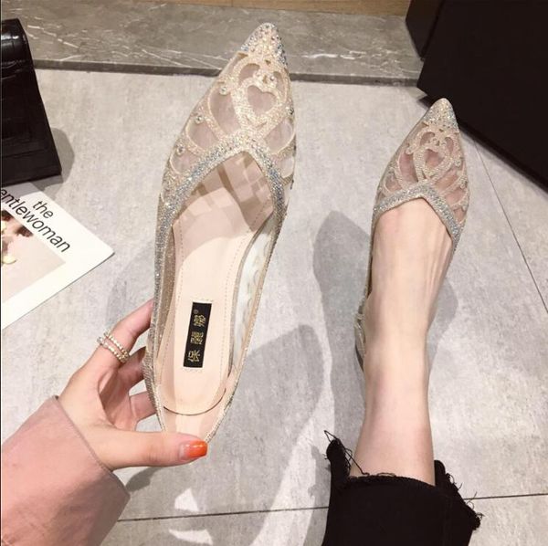 

women shoes woman flat shoes fashion shallow pointed-toe rhinestones 2020 autumn new pointed flat sequin p49, Black