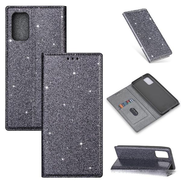 

glitter bling magnetic wallet id card skin leather case for samsung a21 a41 a81 a91 s10 lite note10 lite huawei p40 pro p40 lite