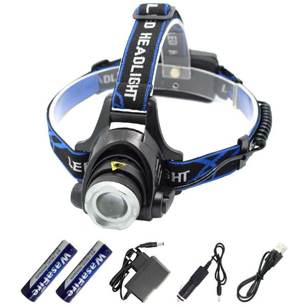 

headlamps 2000lm rechargeable headlamp xm-l t6 waterproof led head light zoomable lamp 18650 frontal running torch