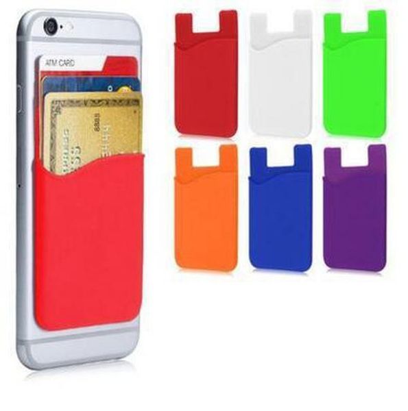 

universal 3m glue silicone wallet credit card cash pocket sticker adhesive holder pouch mobile phone gadget for iphone 11 pro max