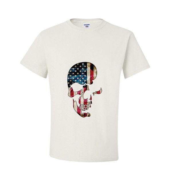 

2019 new fashion tee shirt casual skull flag of america stars and stripes t-shirt