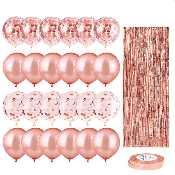 

party decoration rose gold latex curtain confetti heart foil balloons love bride valentines day birthday kids baby shower favor
