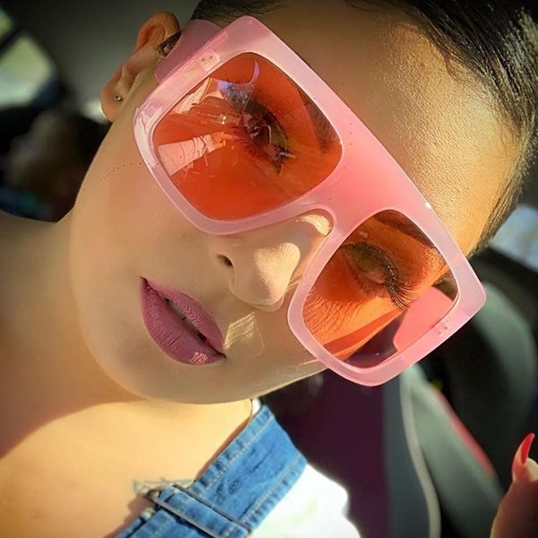 

sunglasses qpeclou 2021 brand designer oversized women fashion plastic big square sun glasses female driving goggles shades, White;black