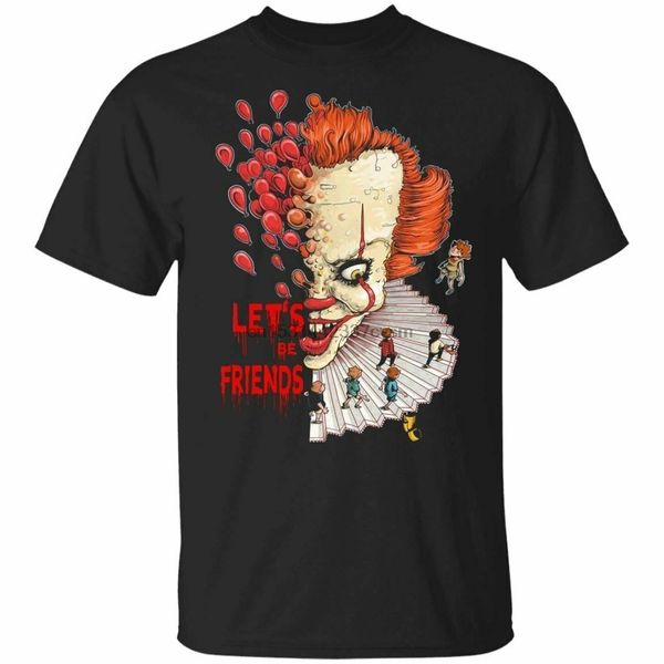 

horror funny halloween t shirt let's be friends it men's black navy tee s-3xl