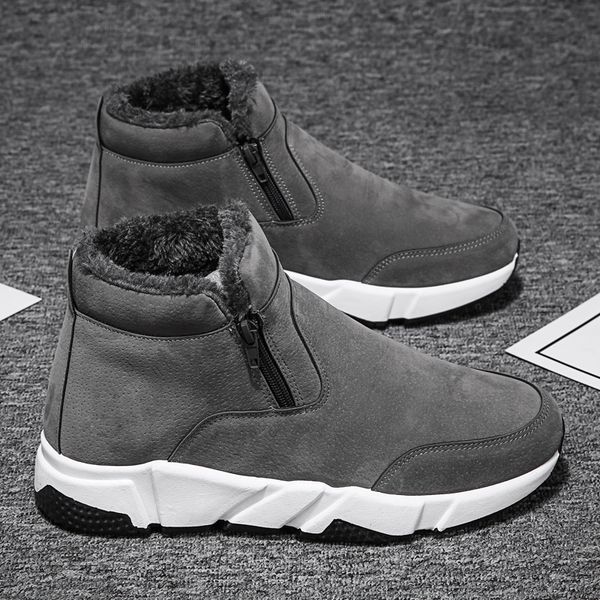 

зима теплые повседневная обувь мужчины мода suede мужчины snow boots high помощь zipper мужчины обувь удобная плюшевые мужской boots hx-220, Black
