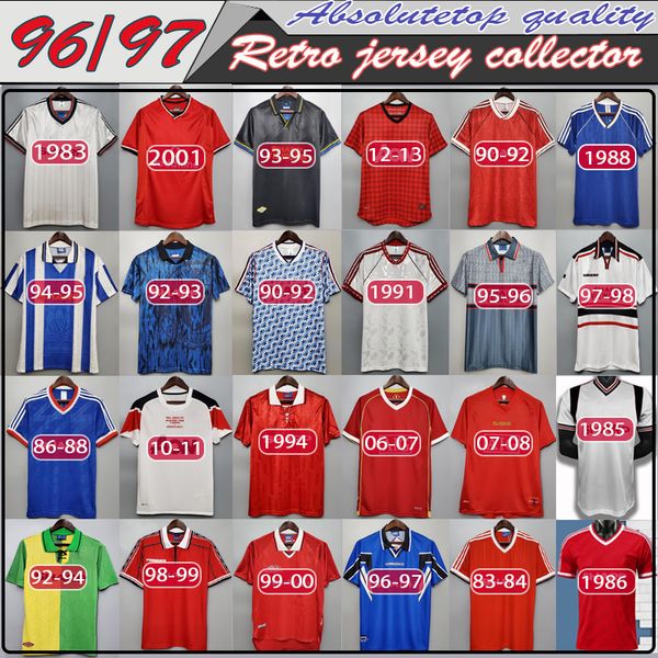 

cantona 1994 1996 1998 beckham scholes keane giggs away retro soccer jersey 94 95 96 ince irwin cole hughes vintage classic football shirt, Black;yellow