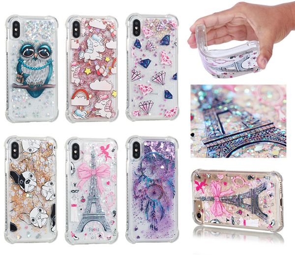 

shockproof tpu transparent liquid sand clear protecter cases with patterns for iphone 5 6 6s plus 7 8 8plus x samsung s8 s8 plus