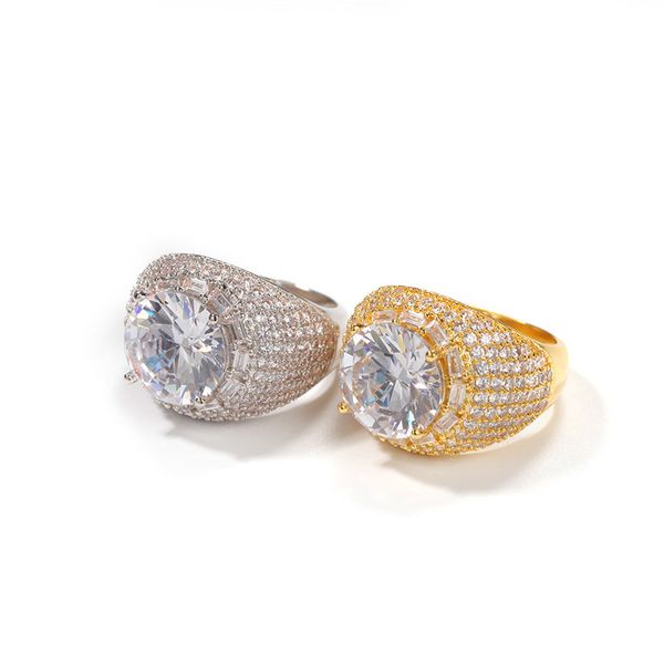 Anelli con diamanti CZ Bling placcati in oro bianco giallo per uomo Donna Bel regalo Gioielli con anello hip-hop