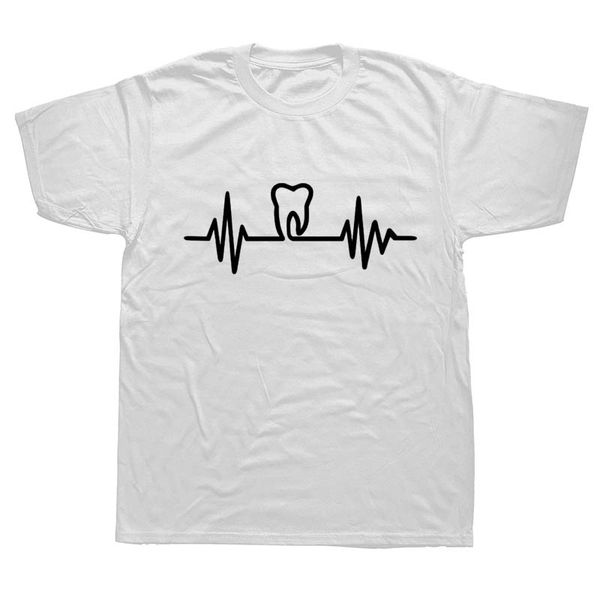 

funny tooth teeth dentist heartbeat t-shirt men cotton short sleeve t shirt hip hop tees harajuku streetwear fitness