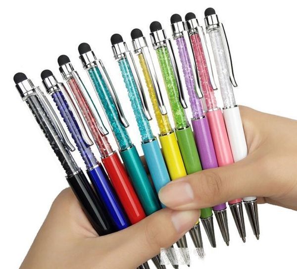 

universal 2 in 1 stylus pen crystal capacitive touch screen pen diamond ballpen stylus pen for universal smart phone tablet pc