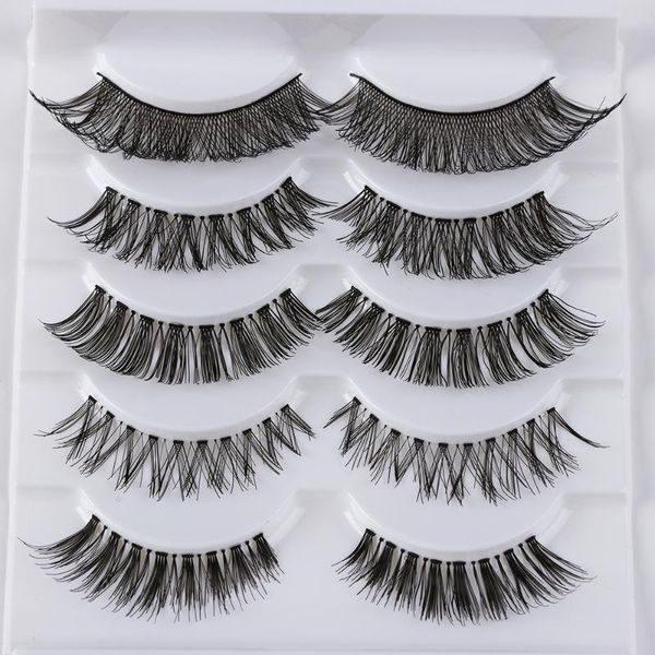 

5pairs 3d silk fiber multipack false eyelashes wispy cross long eye lashes natural makeup extension tools