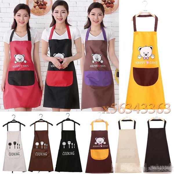 

apron women men waterproof oil-proof bibs home cooking baking coffee shop bbq cleaning coverall aprons with pocket kitchen accessories