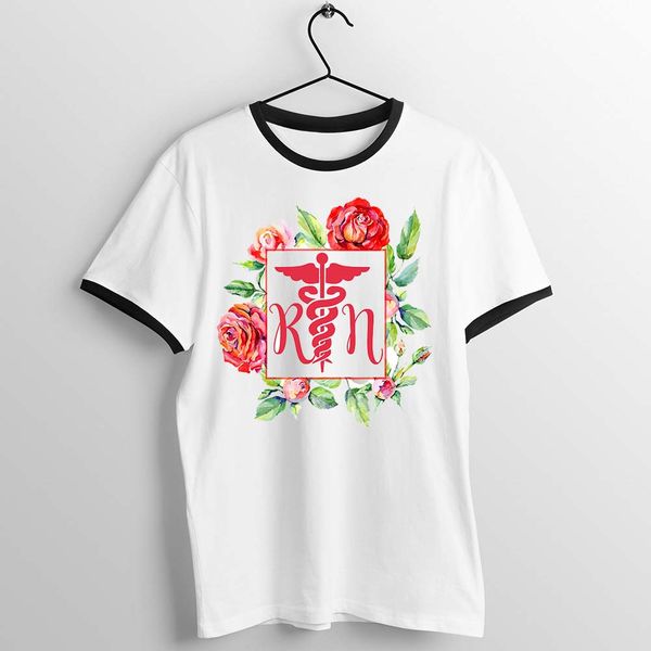 

black trim t shirt registered nurse artwork printed tee