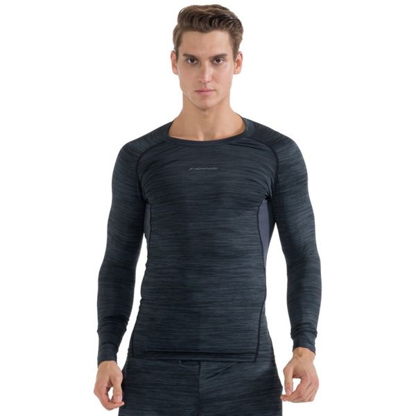 

gym long sleeve compression man sport t-shirts dry quick long sleeve running fitness clothes tees, Gray;blue