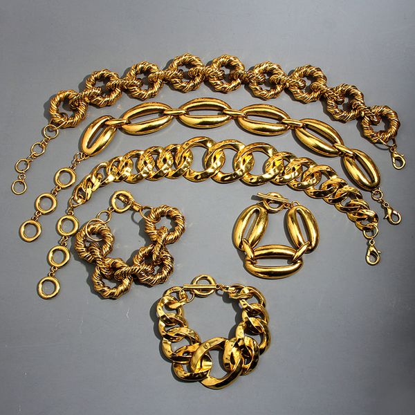 

chains jjfoucs vintage statement necklace women geometric gold color metal chain choker female bijoux 2021 fashion accessories, Silver